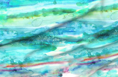 Vista 4 de Tela Spoonflower – Pintura de acuarela, color aguamarina, océano, cian, moderno, impreso en tela de gasa, por The Yard – Costura de ropa de moda