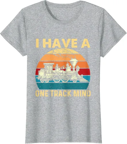 Vista 26 de Camiseta con texto en inglés "I Have A One Track Mind - Trainspotter Model Train Railroad, Negro, S