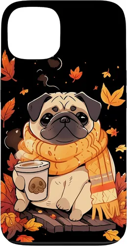 Vista 7 de Pug Fall Autumn Leaves Pumpkin Spice Latte Dog Kawaii Case for iPhone 17