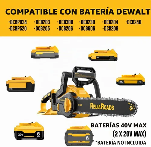Vista 2 de ReliaRoads - Motosierra inalámbrica sin escobillas de 16 pulgadas y 40 V