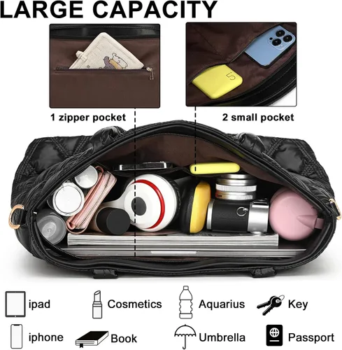 Vista 4 de LEDAOU Bolso de mano para mujer, bolso de mano para profesor, bolso de hombro cruzado hobo bolsas 2 piezas con monedero para el trabajo, la oficina
