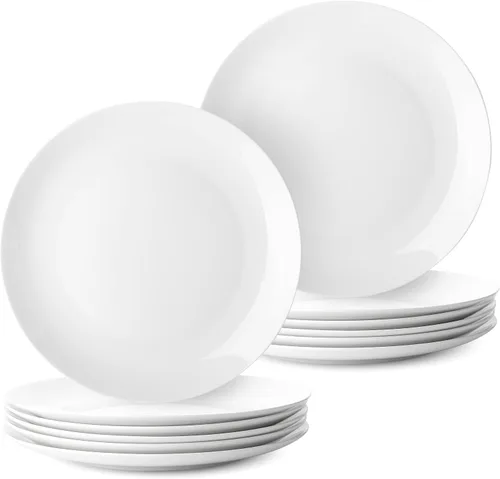 Vista 20 de BTaT- Platos de postre blancos, 8 pulgadas, juego de 12, platos pequeños para aperitivos, regalos de Navidad