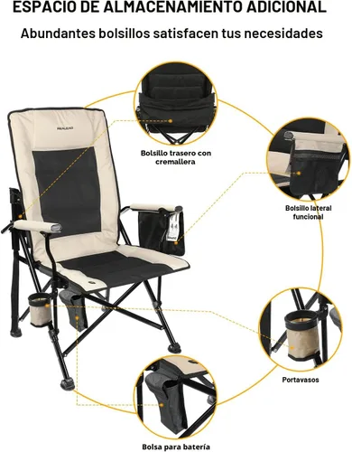 Vista 7 de [Usado] REALEAD Silla de campamento con calefacción, totalmente acolchada, sillas con calefacción para deportes al aire libre, soporta 400 libras