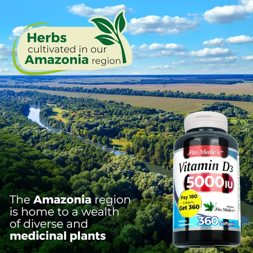 Vista 7 de FITO MEDIC'S Laboratorio - Vitamina d - 5000 UI de - Vitamina d3-360 cápsulas blandas - Vitamina d3 5000 iu - para hueso, dientes, músculo e