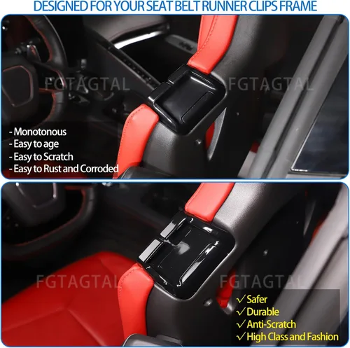 Vista 2 de Guía de repuesto para cinturón de seguridad compatible con Chevrolet Corvette C8 Stingray 2020-2023, clips para cinturón de seguridad de ABS