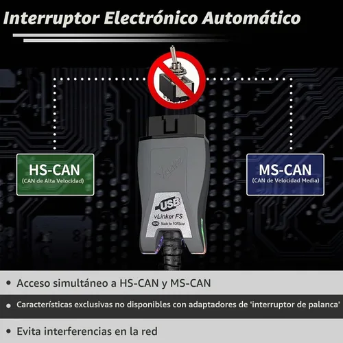 Vista 2 de VLINKER FS OBD2 escáner OBDII adaptador USB lector de código herramienta de diagnóstico para FORScan con interruptor automático HS/MS-CAN
