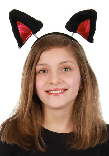 Vista 2 de Diadema con Orejas de Gato de Peluche Negro Saltarinas Multicolor