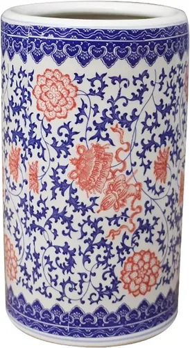 Vista 8 de Paragüero de porcelana, soporte de paraguas de porcelana azul y blanco, soporte tradicional para sombrilla de entrada, organizador de paraguas