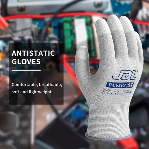 Vista 8 de JDL Guantes de trabajo ESD, guantes antiestáticos para construcción de PC, 6 pares, instalación y reparación de computadoras, guantes de fibra
