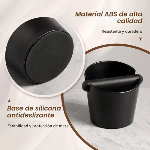 Vista 2 de VEVOK CHEF Espresso Knock Box - Caja de café para café expreso, cubo de café molido con barra extraíble y base antideslizante