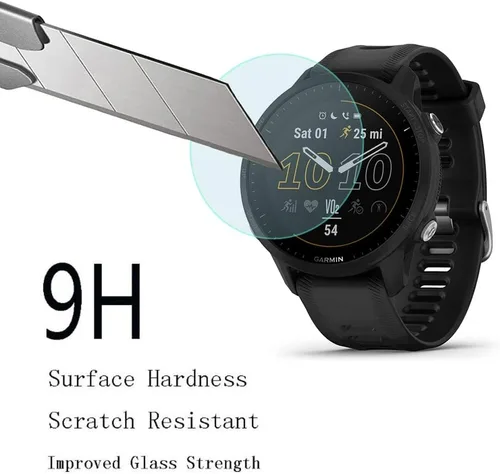 Vista 2 de Protector de pantalla de reloj para Garmin Forerunner 955 Solar y Funda protectora Vidrio templado 9H, película antiarañazos, alta definición