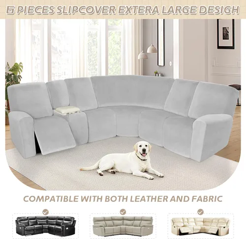 Vista 232 de Arfntevss Fundas de sofá seccional reclinable de terciopelo, Funda de sofá seccional de esquina para sofá reclinable, Funda elástica suave