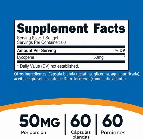 Vista 2 de Nutricost Licopeno 50mg cápsulas blandas (60 cápsulas blandas)