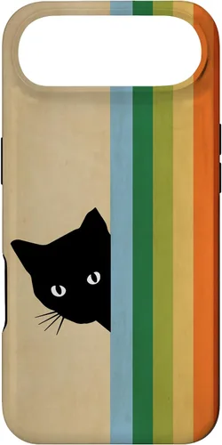 Vista 27 de Black Kitty Cat - Retro Vintage Rainbow Phone Case for iPhone 17