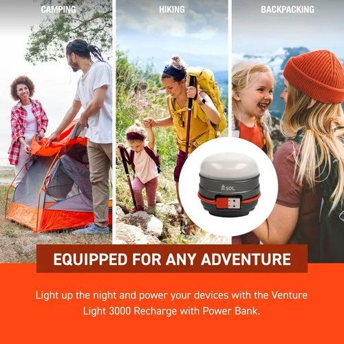Vista 6 de S.O.L. Venture 3000 Luz LED recargable para acampar con banco de energía