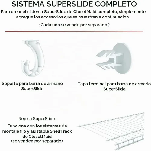 Vista 5 de ClosetMaid 2050 varilla clóset ajustable para colgar superdeslizante, 2' a 4