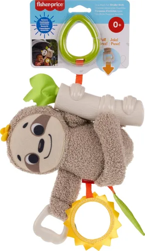 Vista 6 de Fisher-Price Juguete para Bebé Perezoso Slow Much Fun para Cochecito, Actividad de Viaje con Movimiento y Detalles Sensoriales para Recién Nacidos