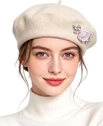 Vista 55 de ZLYC Boina Francesa de Lana Sombrero Color Sólido Gorra Boina para Mujeres y Niñas Amarillo básico