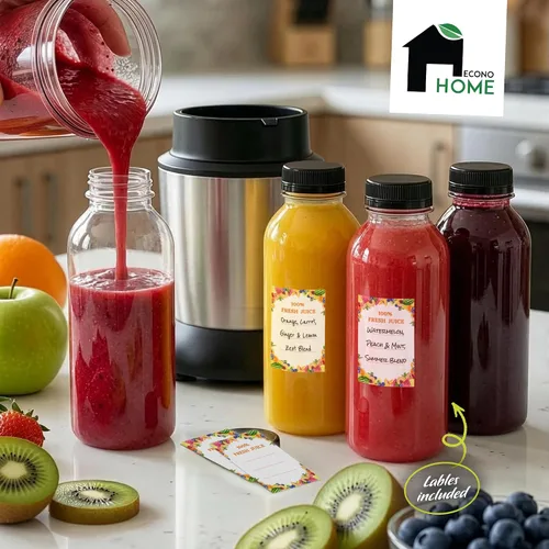 Vista 2 de EconoHome Paquete de 100 botellas redondas de jugo de 16 onzas, sin BPA