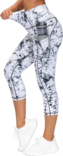 Vista 2 de THE GYM PEOPLE Pantalones de yoga gruesos de cintura alta con bolsillos, control de abdomen, entrenamiento, correr, yoga, leggings para mujer