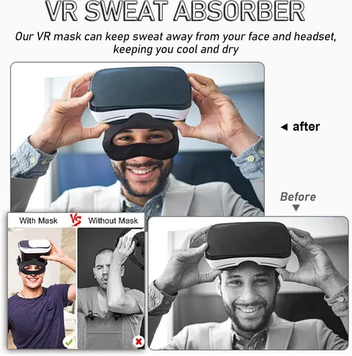 Vista 3 de Vr - Funda para máscara de ojos, 3 piezas, universal, ajustable, lavable, transpirable, para Oculus Quest 2, entrenamientos de realidad virtual