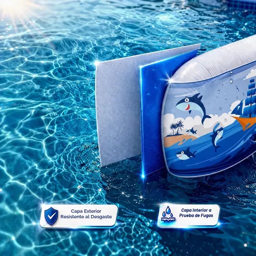 Vista 6 de Piscina inflable para niños y adultos, 102 x 63 x 22 pulgadas, piscinas inflables familiares de tamaño completo para niños, piscina gruesa