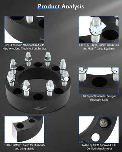 Vista 4 de ECCPP Espaciadores de rueda de 8 x 6.5 a 8 x 6.5 pulgadas, 8 lengüetas para Dodge Ram 3500 1994-2010 para Ford E-350 Econoline 1978-2000 con pernos