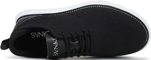 Vista 4 de SVNKE Zapatos de vestir de malla para hombre, zapatos casuales de negocios, con cordones, zapatos Oxford ligeros, transpirables, cómodos, suela
