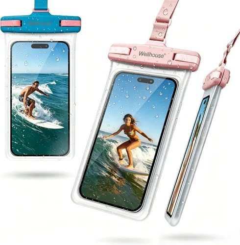Vista 34 de wellhouse Funda impermeable para teléfono, estuche impermeable para iPhone 16 15 14 13 12 Pro Max XS Samsung, bolsa seca para celular IPX8 3D