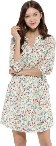 Vista 2 de Allegra K Vestido de camisa vintage con cuello en V y mangas 34 para mujer