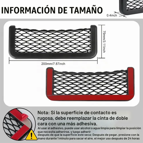 Vista 2 de Marco de plástico ABS, redes de carga para automóvil, bolsillo de red para teléfono, soporte de red de malla para automóvil, almacenamiento
