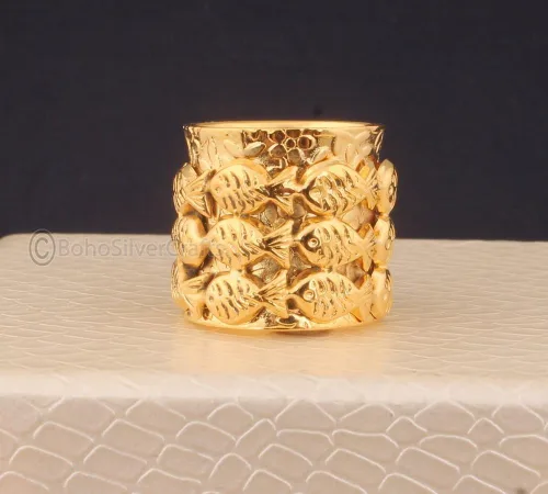 Vista 2 de Fish Spinner Ring, 925 Silver Ring, Handmade Ring Women, Meditation Ring Women, Unique Ring, Fish Spinner Gold Ring, Fidget Spinner Ring, Fidget