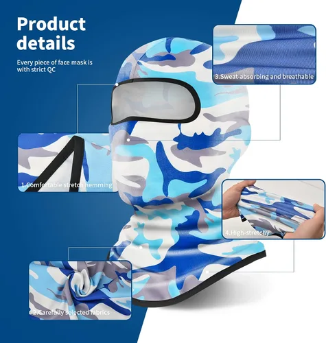 Vista 5 de YESLIFE Summer Balaclava Ski Mask for Men&Women, Face Mask Azul Camo