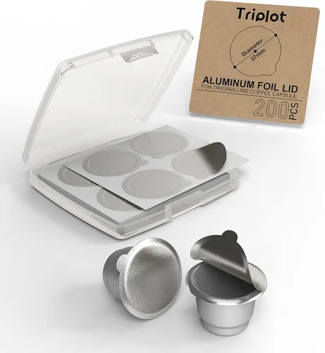 Vista 5 de Tiplot - Tapas de aluminio para cápsulas reutilizables Nespresso OriginalLines 200 unidades, sellos adhesivos de aluminio autoadhesivos, 200