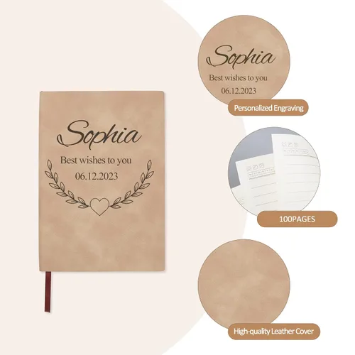 Vista 6 de Personalized Notebook - Personalized Journal Leather with Pen, Personalized Journals For Women, Customizable Notebook, Custom Journal, Personalized