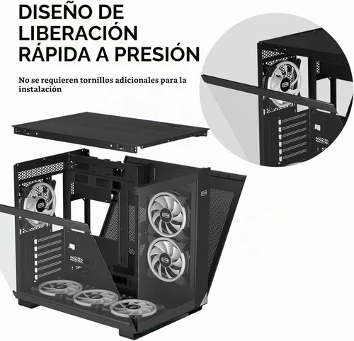 Vista 5 de PCCOOLER C3T500 ARGB Chasis para PC Mid Tower Escritorio Superior para PC Gaming para ATX/M-ATX/ITX con 6 Ventiladores ARGB, Diseño Sin Columnas