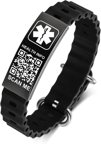 Vista 14 de Medical Bracelets for Men Women with QR Code Medical Alert ID Bracelets