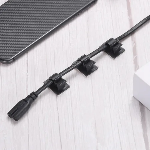 Vista 5 de MECCANIXITY 30 unids clip adhesivo de gestión de cables PE abrazaderas de cable 0.394-0.512 in ajustables para cables USB Cables de ratón Cable