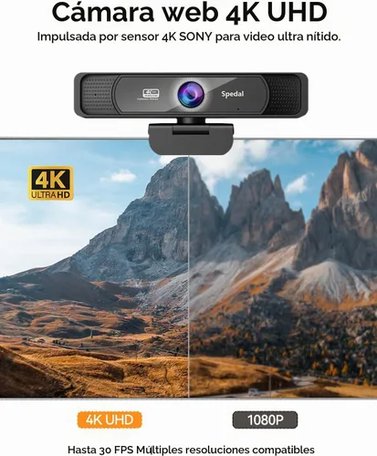 Vista 2 de Spedal Cámara web 4K con trípode, cámara web USB gran angular de 120°