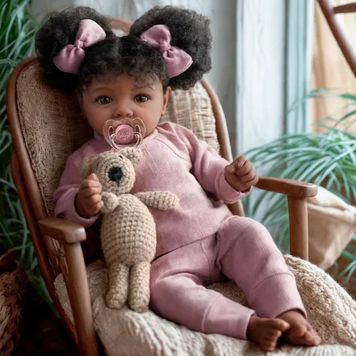 Vista 2 de BABESIDE Muñecas realistas de bebé Reborn de niña negra, cuerpo de vinilo suave de 20 pulgadas, muñecas de bebé recién nacidas hechas a mano