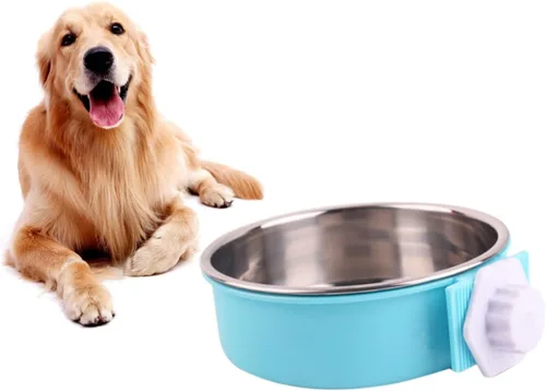 Vista 9 de POPETPOP Diseño ligero portátil del cuenco del cocinero de la jaula del cuenco del perro del acero inoxidable del alimentador del animal