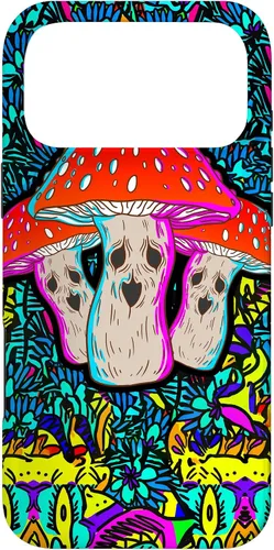 Vista 22 de Funda de regalo con ácido de seta, diseño psicodélico de cara aterradora con hongos mágicos para iPhone 17