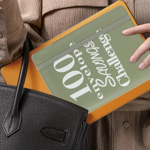 Vista 4 de NICOOTH Carpeta de ahorro de dinero con 100 sobres A5 libro de desafíos de ahorro (A5verde) Encuadernación desconocida