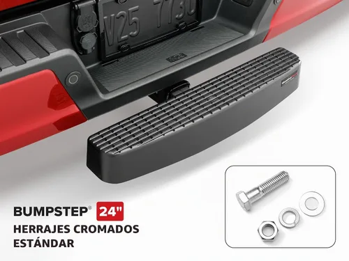 Vista 2 de WeatherTech BumpStep XL con herrajes estándar niquelados
