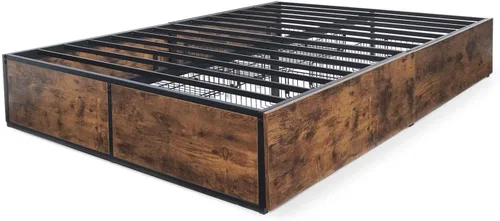 Vista 8 de Fencer Wire Base de cama de almacenamiento industrial con 4 cajones, base de colchón con soporte de listones de metal, marco de cama de plataforma