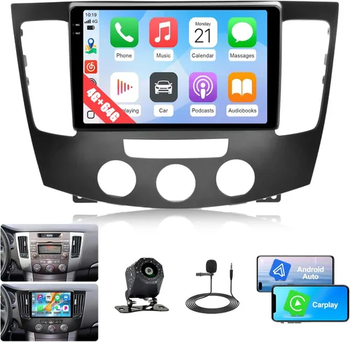 Vista 10 de SIXTOP Radio estéreo de coche Android 2G+64G para Hyundai Sonata 2009 2010 (A/C) inalámbrico CarPlay Android Auto, pantalla táctil HD de 9 pulgadas
