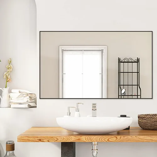 Vista 6 de HAA Espejo rectangular enmarcado para baño, espejo de pared para colgar vertical u horizontalmente para sala de estar, dormitorio