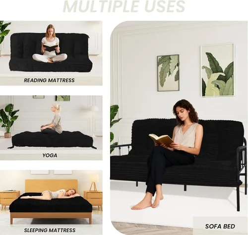 Vista 7 de Colchón futón de 8 pulgadas, tamaño matrimonial, futones extragruesos, sofá cama, colchón plegable japonés para adultos, colchones plegables