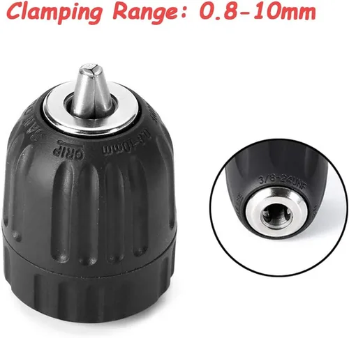 Vista 5 de Adaptador de conversión de cambio rápido para portabrocas sin llave con capacidad de 0,8 mm a 10 mm, montaje de 3/8-24UNF, con vástago hexagonal