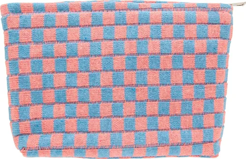 Vista 12 de PAZIMIIK Bolsa de Maquillaje a Cuadros para Bolso Portátil con Cremallera, Estuche Pequeño de Cosméticos para Accesorios de Viaje, Azul Ártico